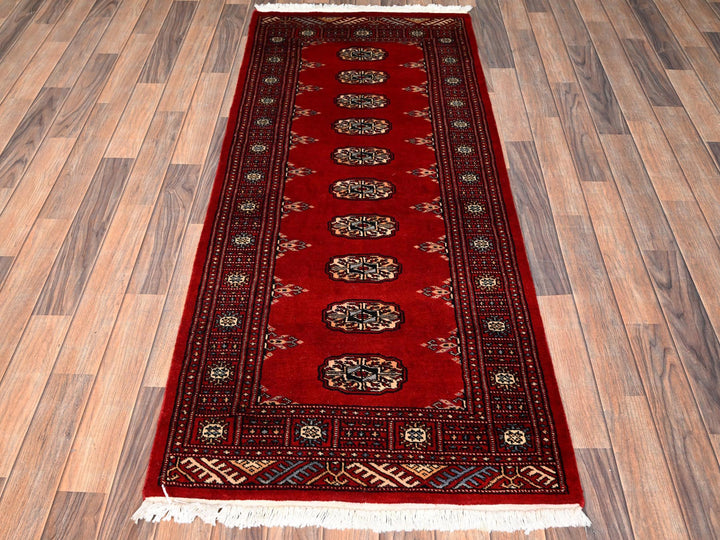 2'7" x 6'3" New Hand Knotted Red Wool Runner Oriental Rug - MOA1021994
