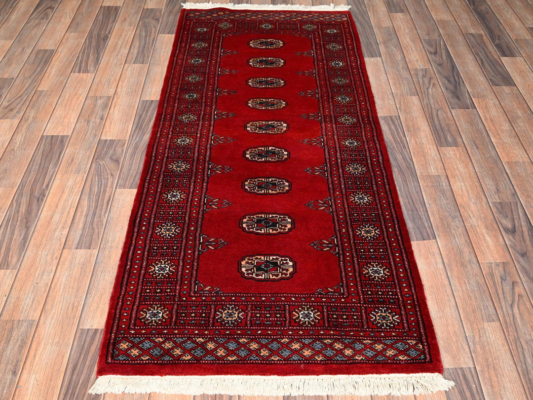 2'7" x 6'0" New Hand Knotted Red Wool Runner Oriental Rug - MOA1021995