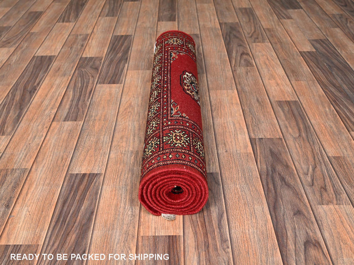 2'8" x 6'2" New Hand Knotted Red Wool Runner Oriental Rug - MOA1021996