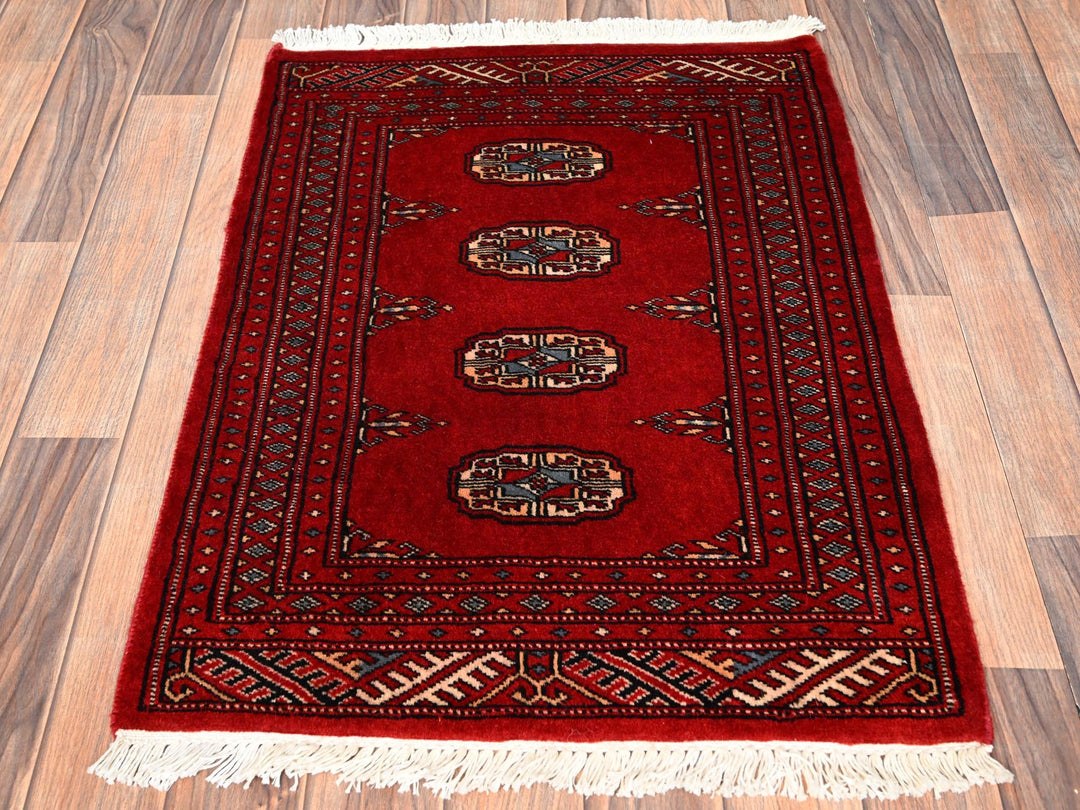2'1" x 2'10" New Hand Knotted Red Wool Rectangle Oriental Rug - MOA1021999