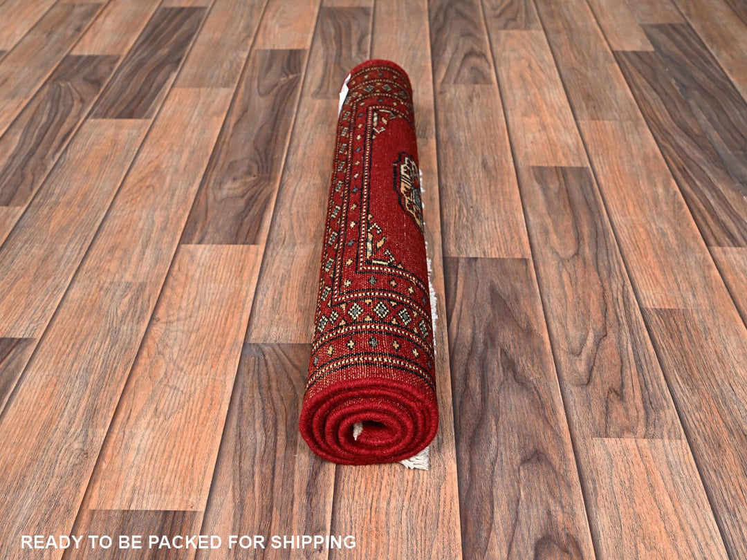 2'1" x 2'10" New Hand Knotted Red Wool Rectangle Oriental Rug - MOA1021999