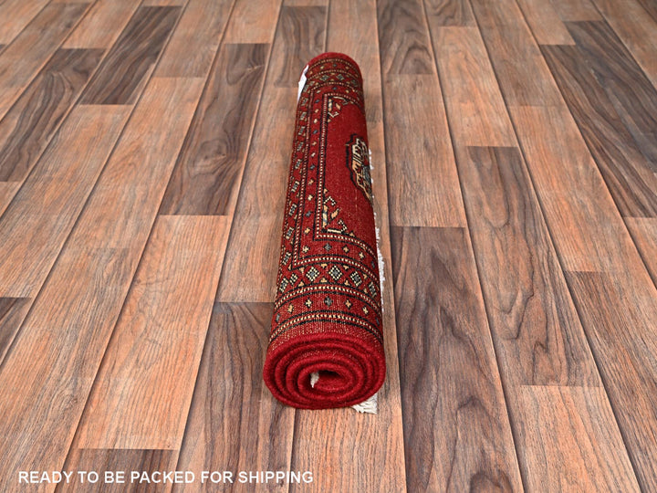 2'1" x 2'10" New Hand Knotted Red Wool Rectangle Oriental Rug - MOA1021999