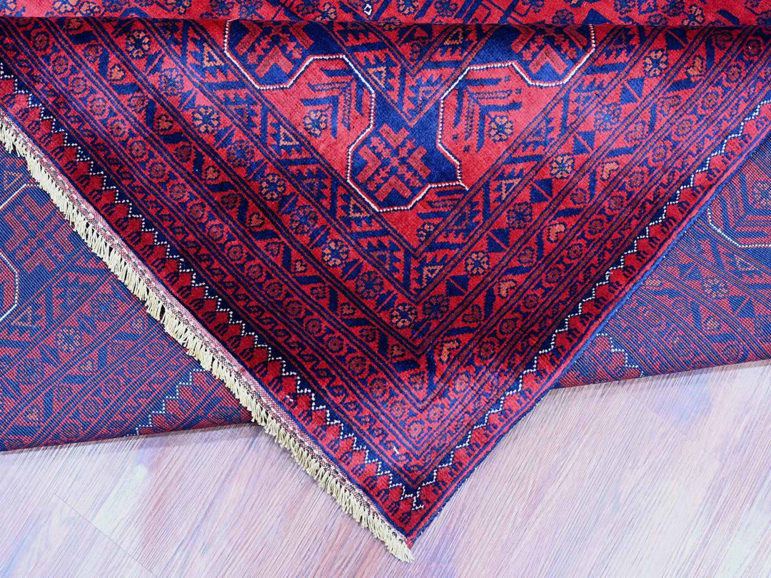 9'9" x 12'11" New Hand Knotted Red Wool Rectangle Oriental Rug - MOA10220001