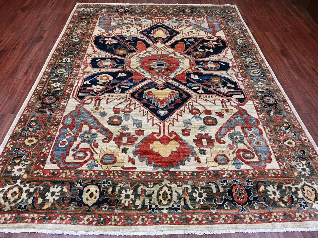 8'2" x 9'11" New Hand Knotted Brown Wool Rectangle Oriental Rug - MOA10220004