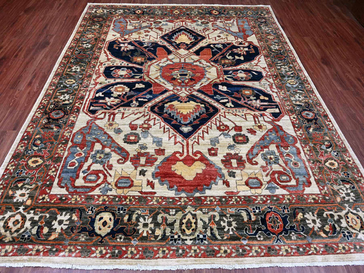 8'2" x 9'11" New Hand Knotted Brown Wool Rectangle Oriental Rug - MOA10220004
