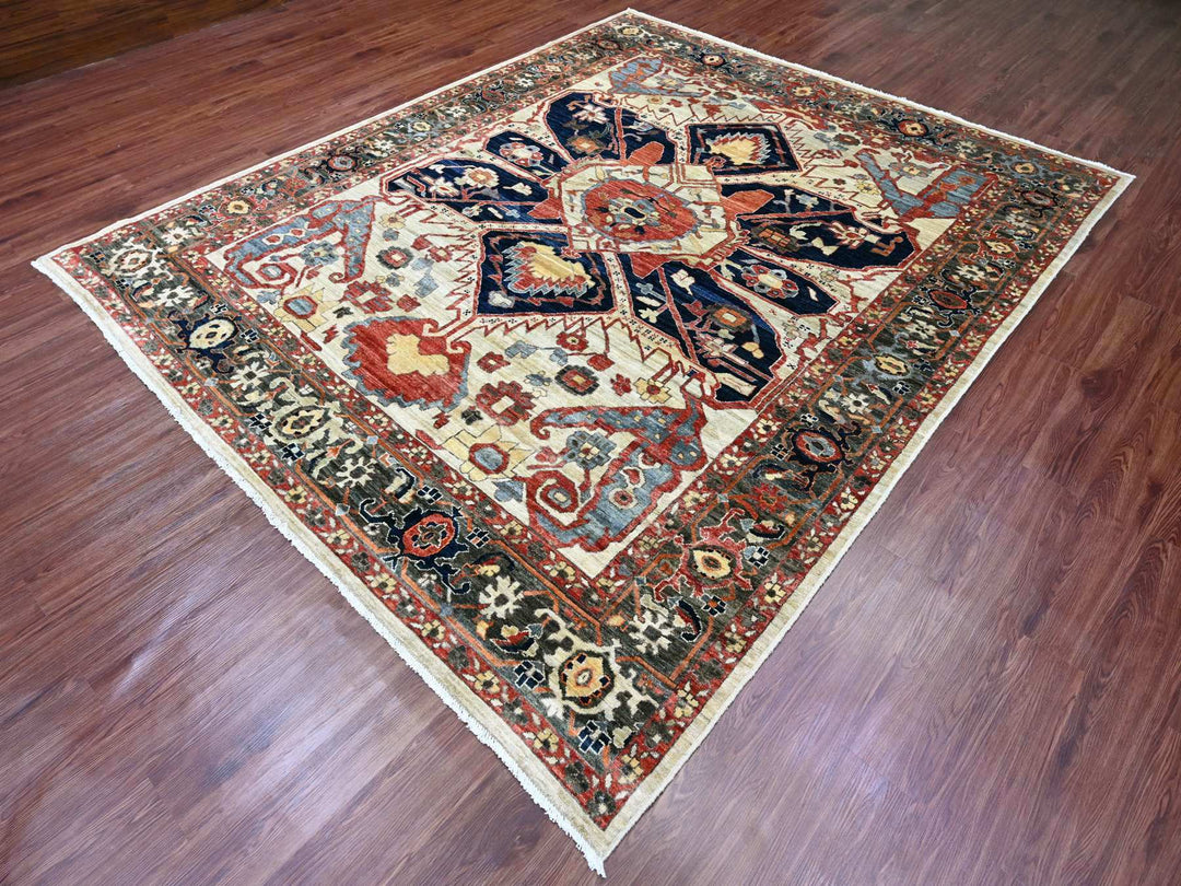8'2" x 9'11" New Hand Knotted Brown Wool Rectangle Oriental Rug - MOA10220004