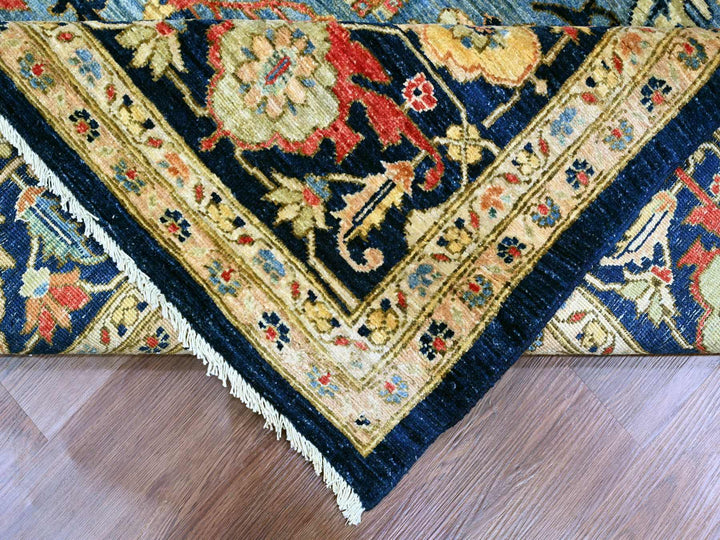 9'2" x 11'10" New Hand Knotted Blue Wool Rectangle Oriental Rug - MOA10220005