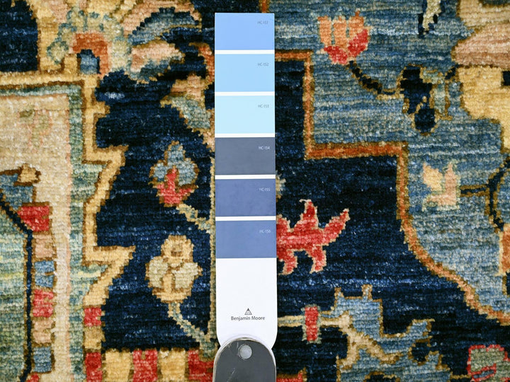 9'2" x 11'10" New Hand Knotted Blue Wool Rectangle Oriental Rug - MOA10220005