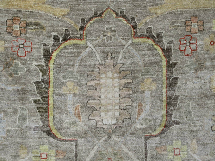 11'11" x 15'1" New Hand Knotted Grey Wool Rectangle Oriental Rug - MOA10220007