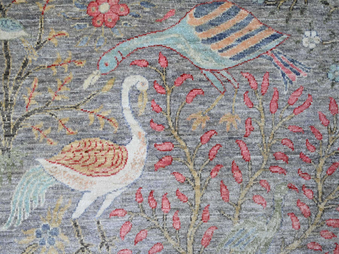 7'9" x 7'9" New Hand Knotted Grey Wool Round Oriental Rug - MOA10220017