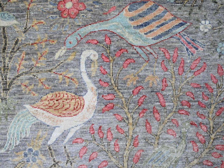 7'9" x 7'9" New Hand Knotted Grey Wool Round Oriental Rug - MOA10220017