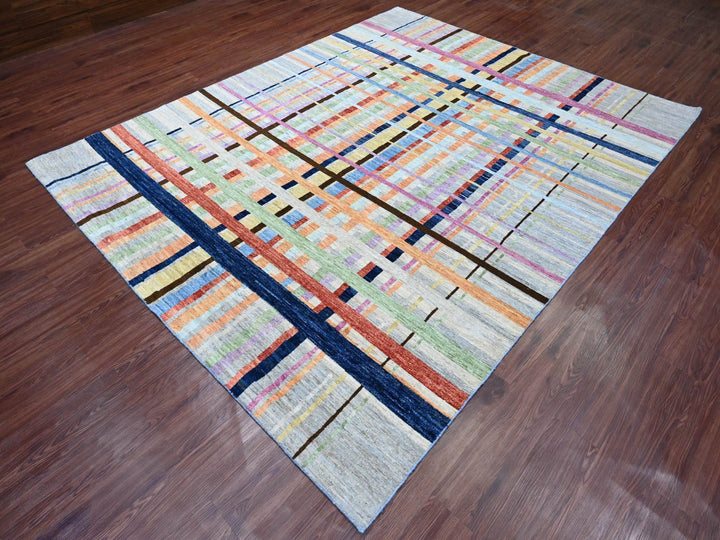 7'10" x 9'9" New Hand Knotted Grey Wool Rectangle Oriental Rug - MOA10220019