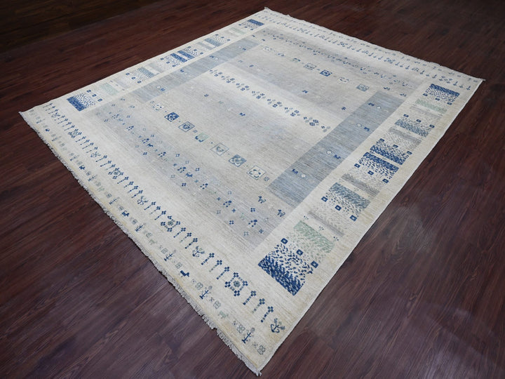 8'3" x 9'7" New Hand Knotted Ivory Wool Rectangle Oriental Rug - MOA10220020
