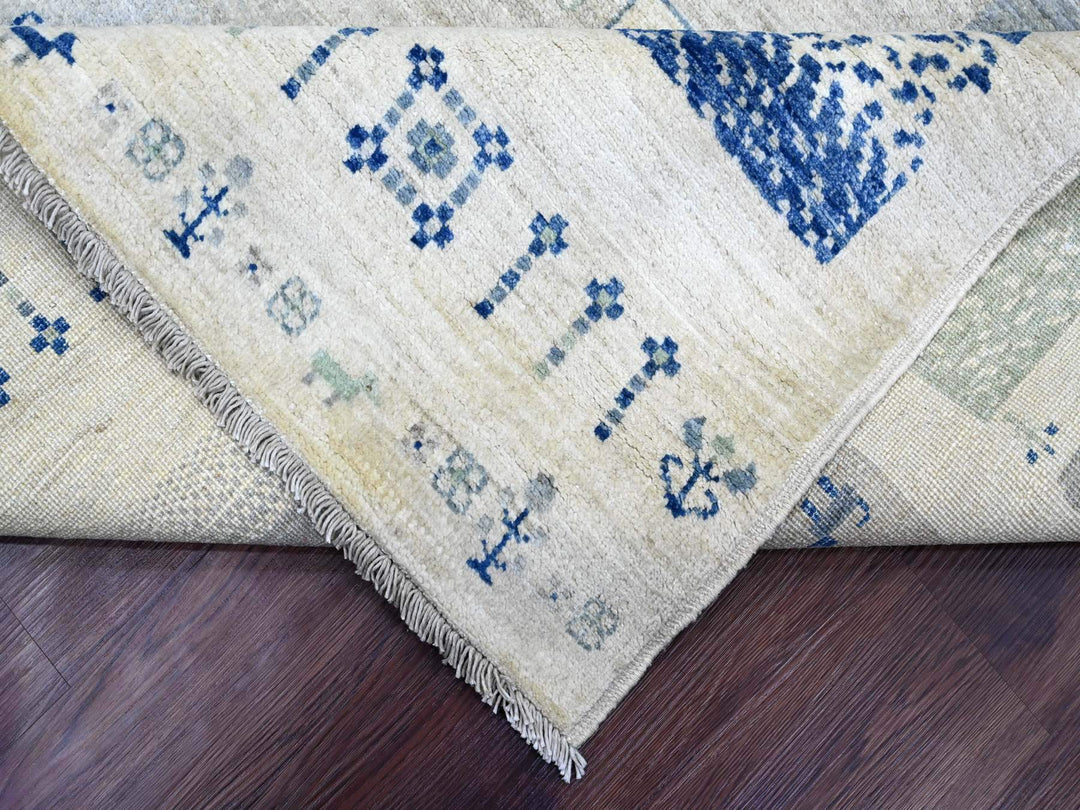 8'3" x 9'7" New Hand Knotted Ivory Wool Rectangle Oriental Rug - MOA10220020