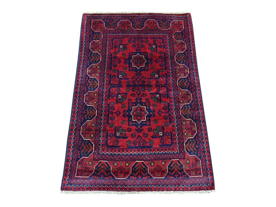 2'8" x 4'2" New Hand Knotted Red Wool Rectangle Oriental Rug - MOA10220022