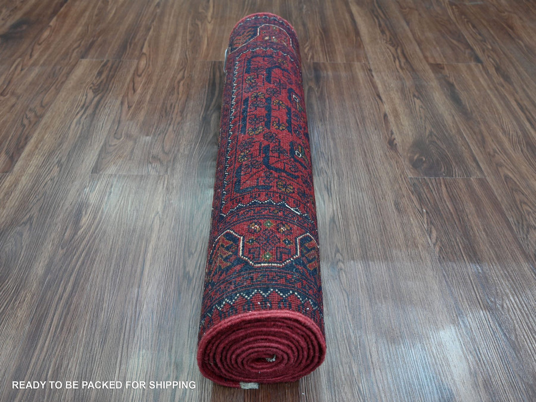 2'7" x 9'5" New Hand Knotted Red Wool Runner Oriental Rug - MOA10220025