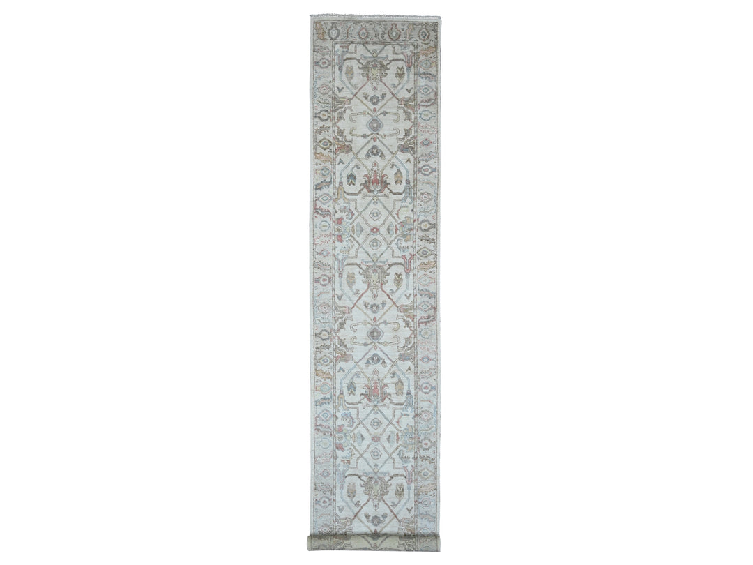 3'0" x 15'9" New Hand Knotted Ivory Wool Runner Oriental Rug - MOA10220027