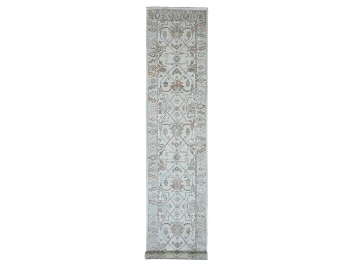 3'0" x 15'9" New Hand Knotted Ivory Wool Runner Oriental Rug - MOA10220027