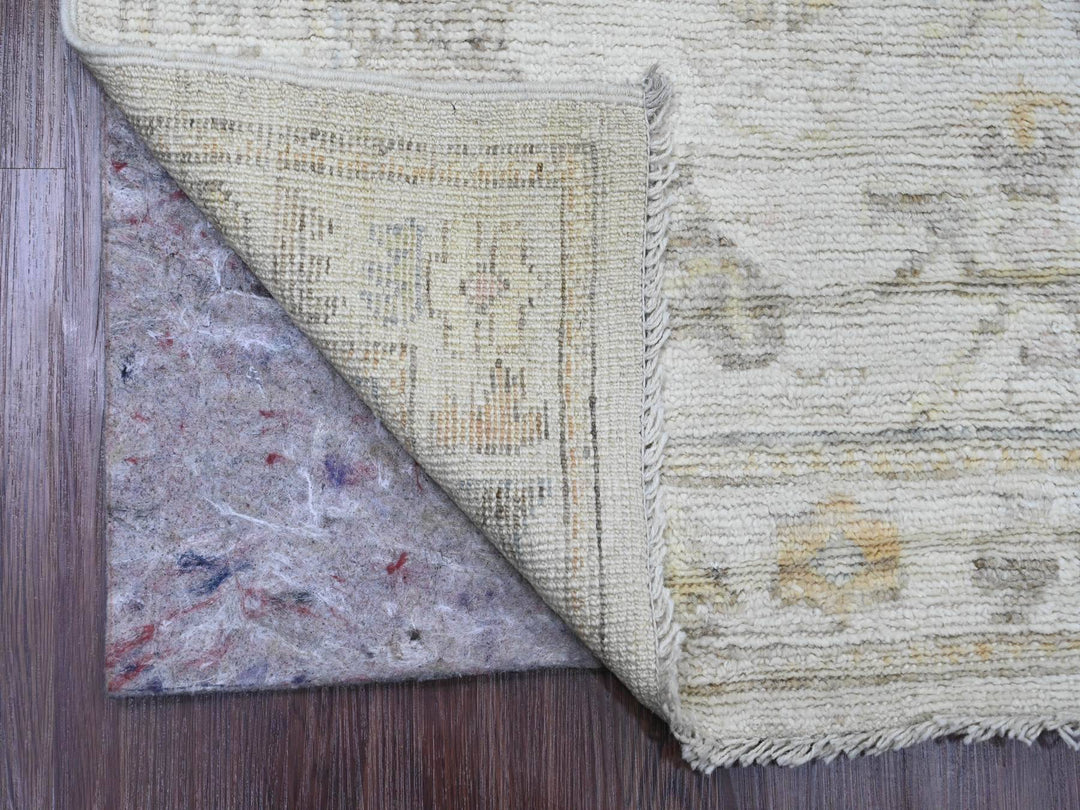 2'10" x 12'5" New Hand Knotted Ivory Wool Runner Oriental Rug - MOA10220029