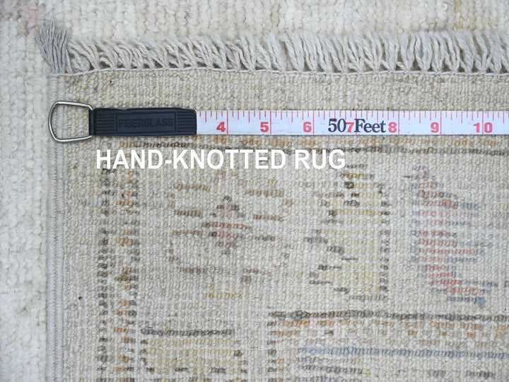 2'10" x 12'5" New Hand Knotted Ivory Wool Runner Oriental Rug - MOA10220029