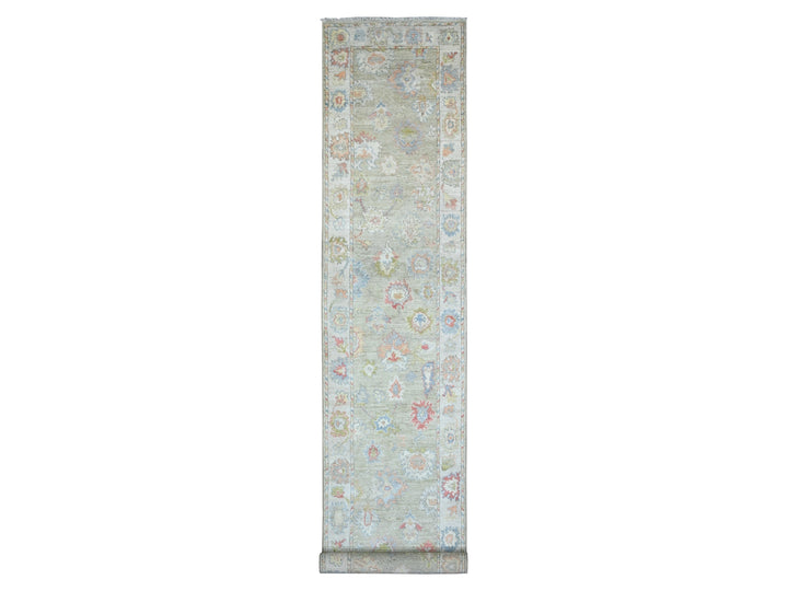 3'0" x 19'10" New Hand Knotted Green Wool Runner Oriental Rug - MOA10220031
