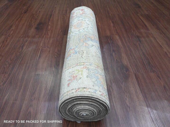 3'0" x 19'10" New Hand Knotted Green Wool Runner Oriental Rug - MOA10220031