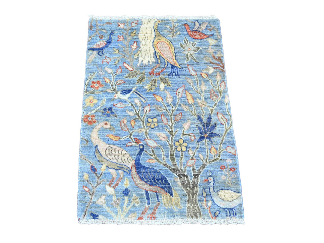 2'1" x 3'1" New Hand Knotted Blue Wool Rectangle Oriental Rug - MOA10220038