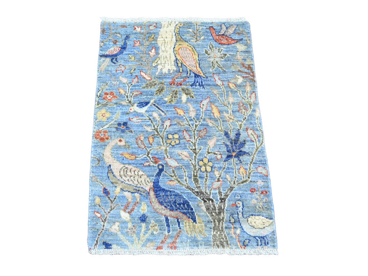 2'1" x 3'1" New Hand Knotted Blue Wool Rectangle Oriental Rug - MOA10220038