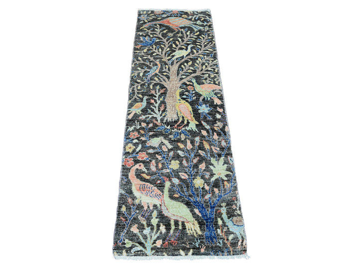 1'11" x 6'2" New Hand Knotted Grey Wool Runner Oriental Rug - MOA10220040