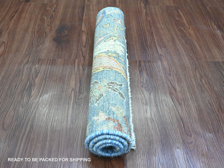 2'0" x 3'0" New Hand Knotted Blue Wool Rectangle Oriental Rug - MOA10220041