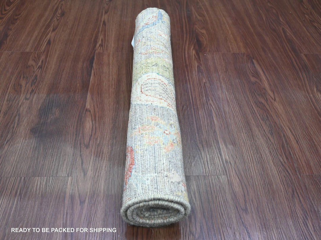 2'1" x 3'1" New Hand Knotted Grey Wool Rectangle Oriental Rug - MOA10220042