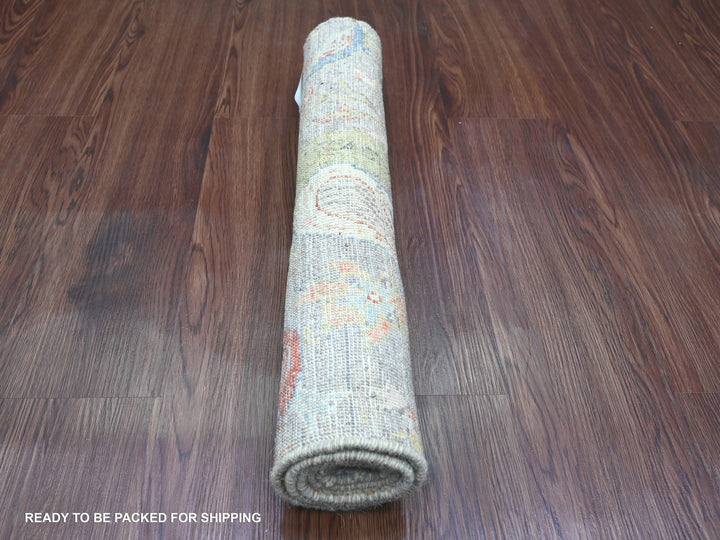 2'1" x 3'1" New Hand Knotted Grey Wool Rectangle Oriental Rug - MOA10220042