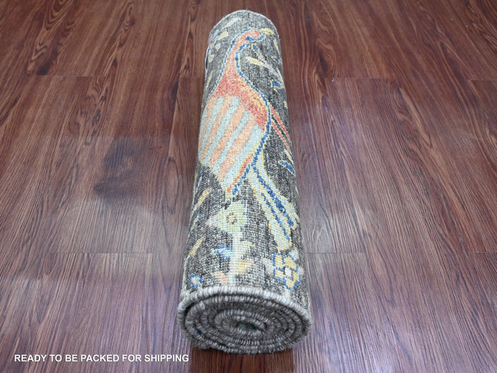 2'0" x 6'2" New Hand Knotted Grey Wool Runner Oriental Rug - MOA10220043