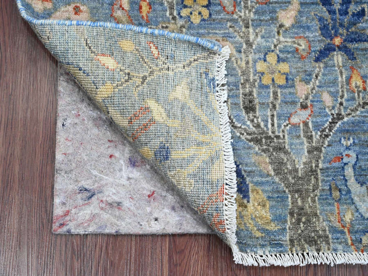 2'1" x 2'11" New Hand Knotted Blue Wool Rectangle Oriental Rug - MOA10220046