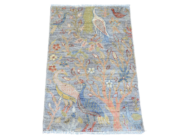 2'1" x 3'2" New Hand Knotted Blue Wool Rectangle Oriental Rug - MOA10220048