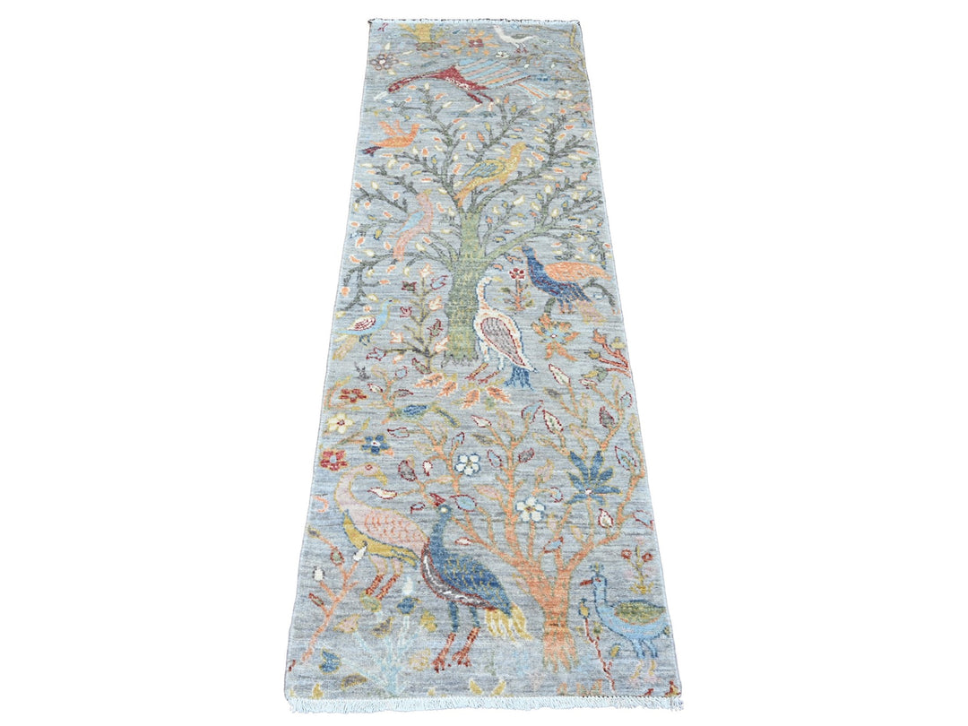 2'0" x 6'2" New Hand Knotted Grey Wool Runner Oriental Rug - MOA10220049