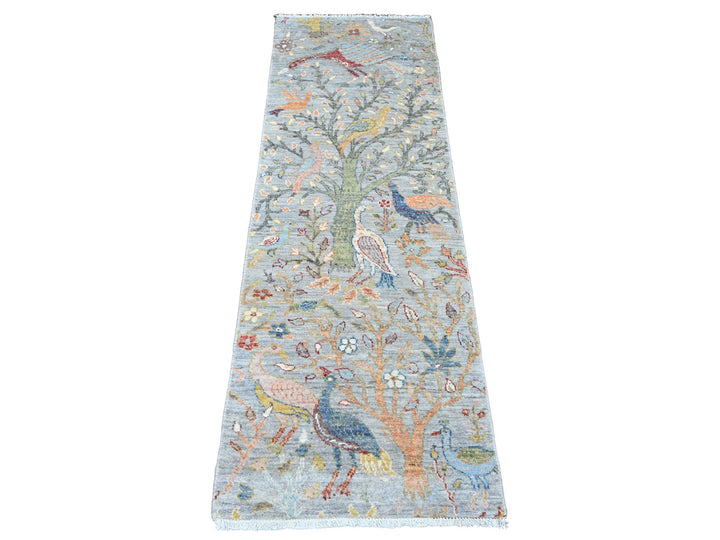 2'0" x 6'2" New Hand Knotted Grey Wool Runner Oriental Rug - MOA10220049
