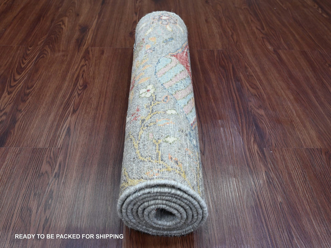 2'0" x 6'2" New Hand Knotted Grey Wool Runner Oriental Rug - MOA10220049
