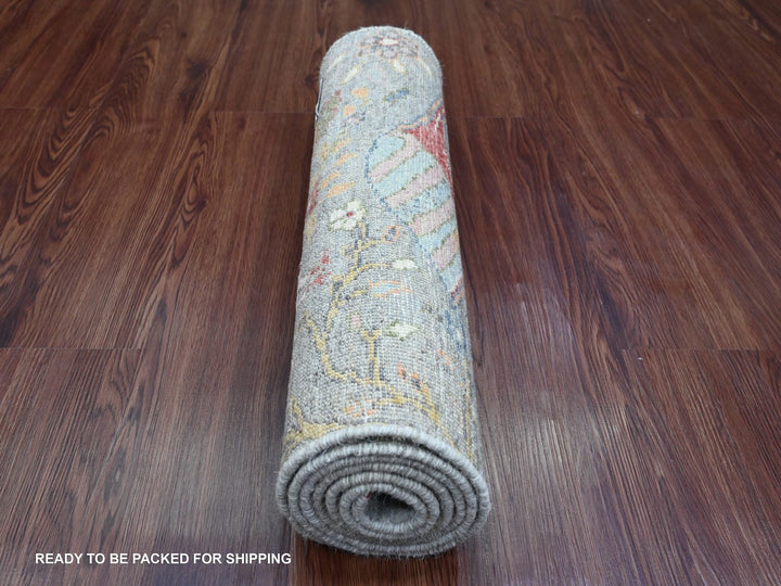 2'0" x 6'2" New Hand Knotted Grey Wool Runner Oriental Rug - MOA10220049