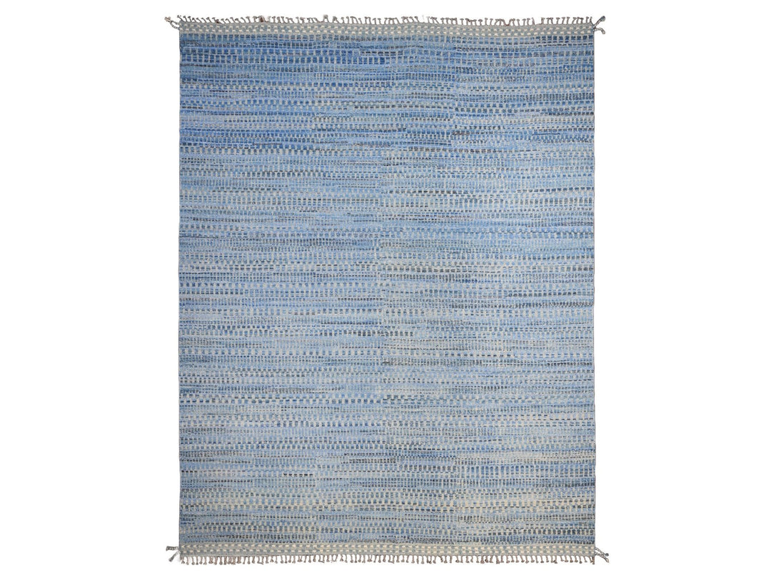 12'2" x 15'3" New Hand Knotted Blue Wool Rectangle Oriental Rug - MOA10220051