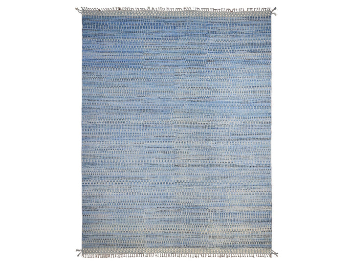 12'2" x 15'3" New Hand Knotted Blue Wool Rectangle Oriental Rug - MOA10220051