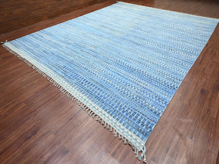 12'2" x 15'3" New Hand Knotted Blue Wool Rectangle Oriental Rug - MOA10220051