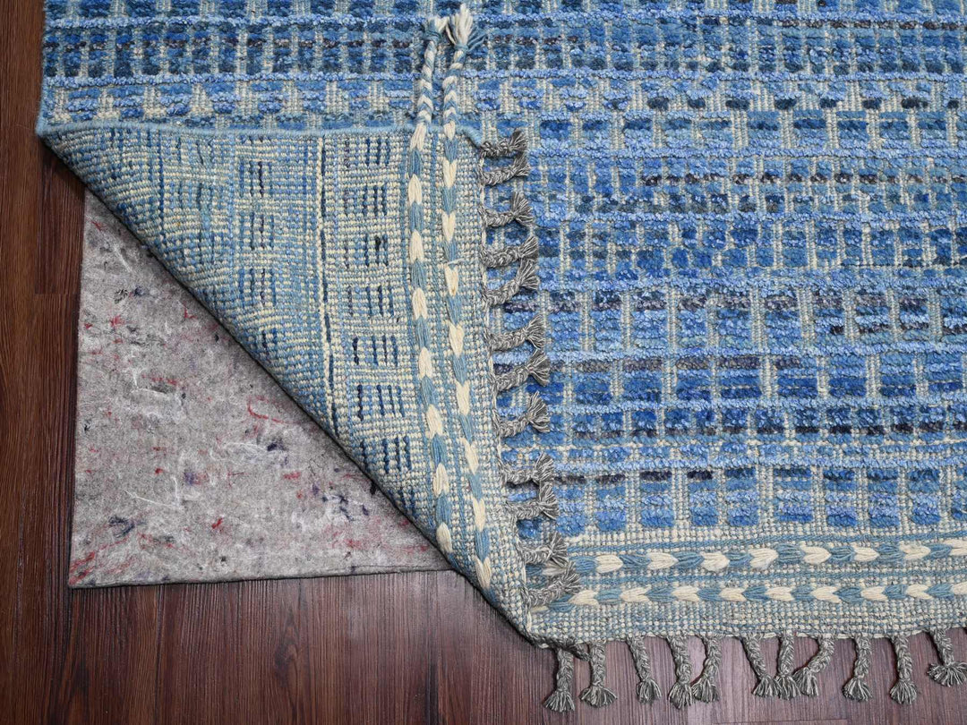 12'2" x 15'3" New Hand Knotted Blue Wool Rectangle Oriental Rug - MOA10220051