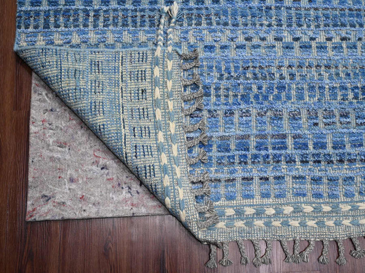 12'2" x 15'3" New Hand Knotted Blue Wool Rectangle Oriental Rug - MOA10220051