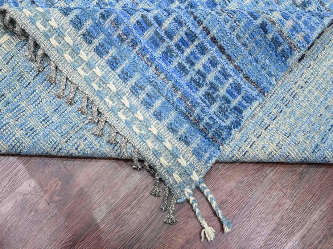 12'2" x 15'3" New Hand Knotted Blue Wool Rectangle Oriental Rug - MOA10220051