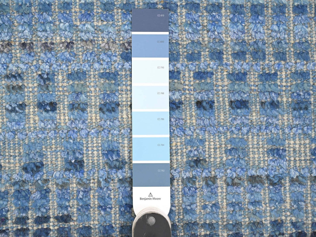 12'2" x 15'3" New Hand Knotted Blue Wool Rectangle Oriental Rug - MOA10220051