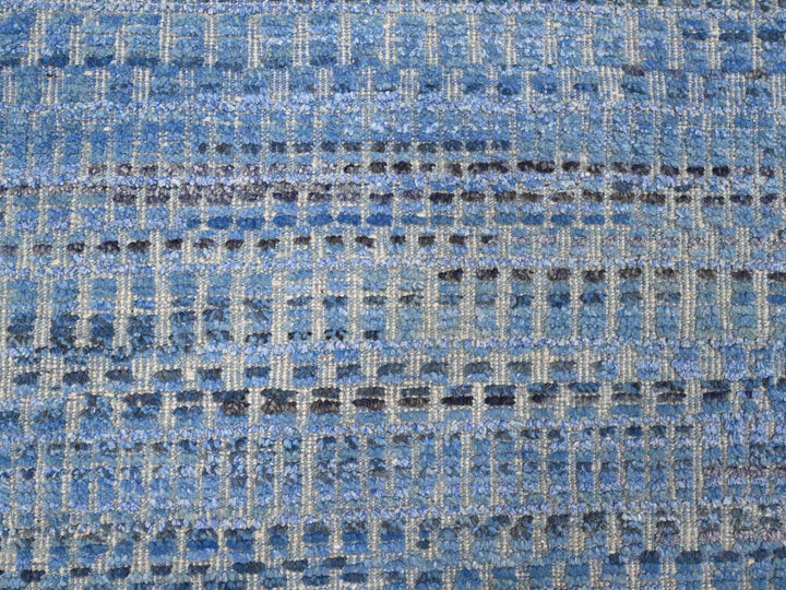 12'2" x 15'3" New Hand Knotted Blue Wool Rectangle Oriental Rug - MOA10220051
