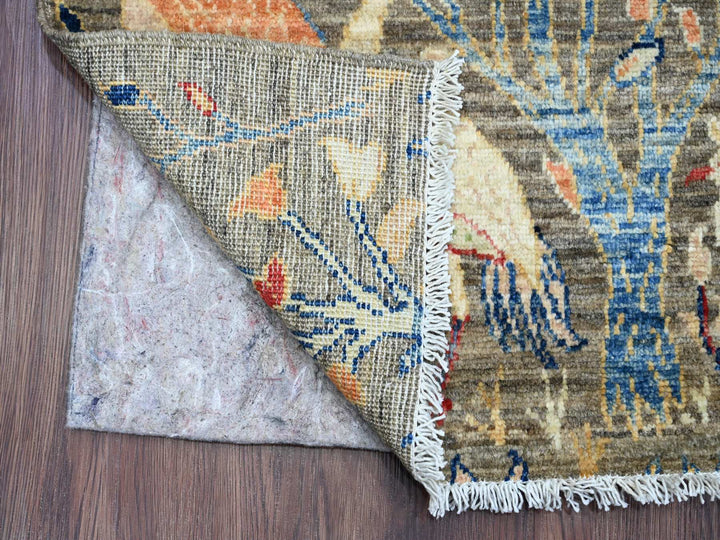 1'11" x 2'11" New Hand Knotted Grey Wool Rectangle Oriental Rug - MOA10220054