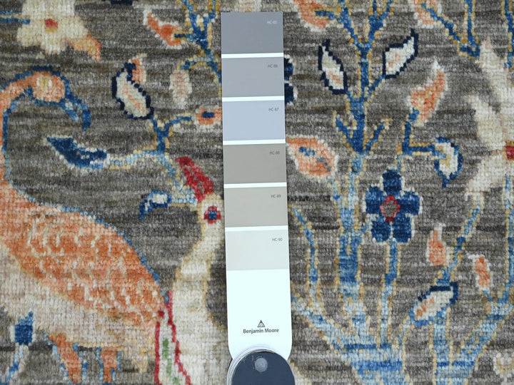 1'11" x 2'11" New Hand Knotted Grey Wool Rectangle Oriental Rug - MOA10220054