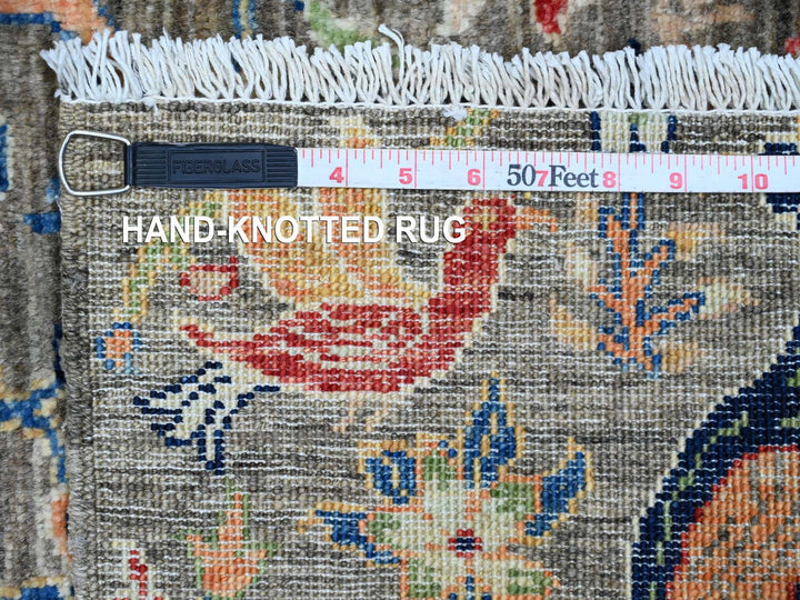 1'11" x 2'11" New Hand Knotted Grey Wool Rectangle Oriental Rug - MOA10220054